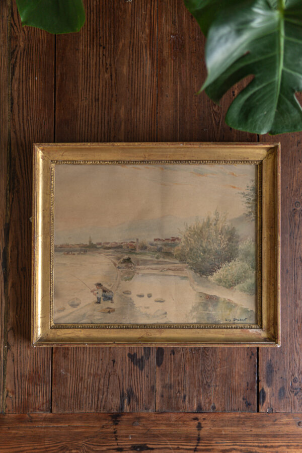 Quadro "pesca sul lago" 1910